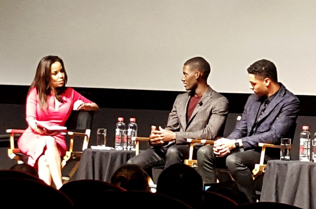 Sunny Hostin with Malachi Kirby (center) and Regé-Jean Page (right)